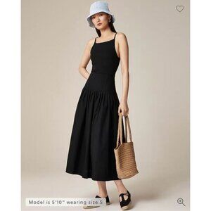 J. Crew Pintuck Mixy Dress Black Midi Dress Size XS NWT CK707